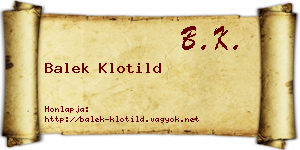 Balek Klotild névjegykártya