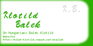 klotild balek business card